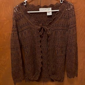 White Stag Brown Crochet Long-sleeve